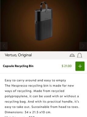NEW IN BOX Nespresso Capsule Recycling Bin — Matte Black with Strap